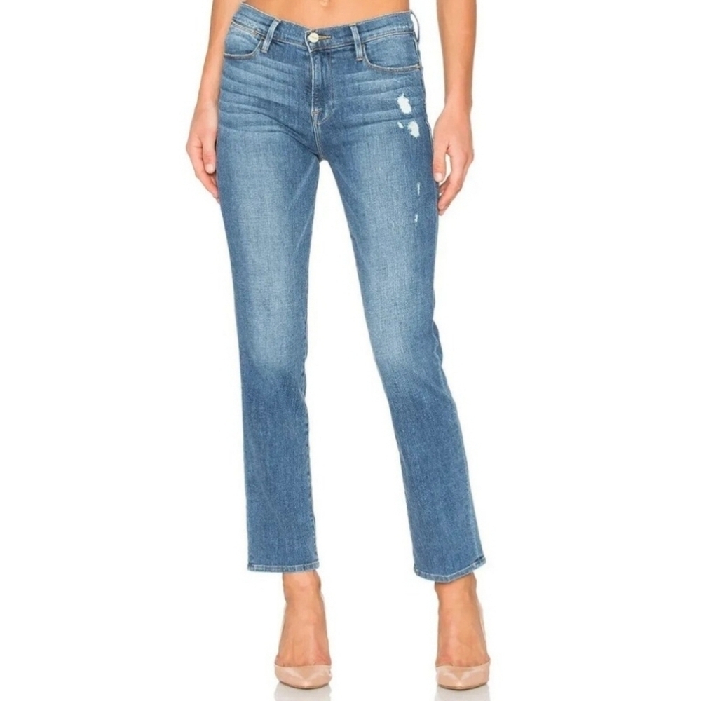 Frame Denim, Le High Straight Jeans in Sunny Gardens, Size 26